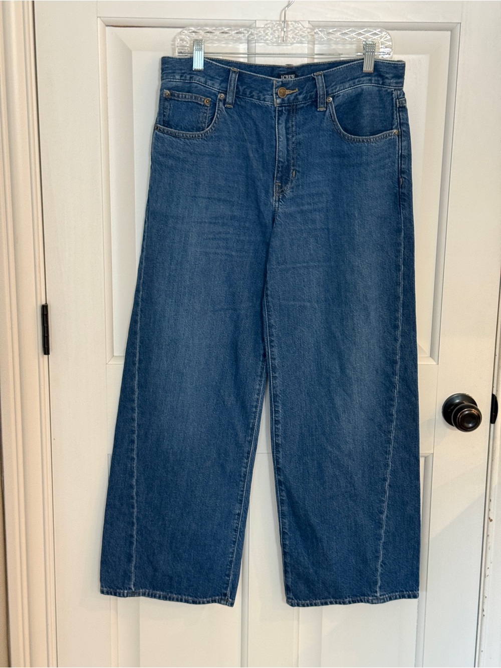 J.Crew Wide Leg Jeans 28P Blue High Rise Linen Blend Denim 25908 - Picture 4 of 15
